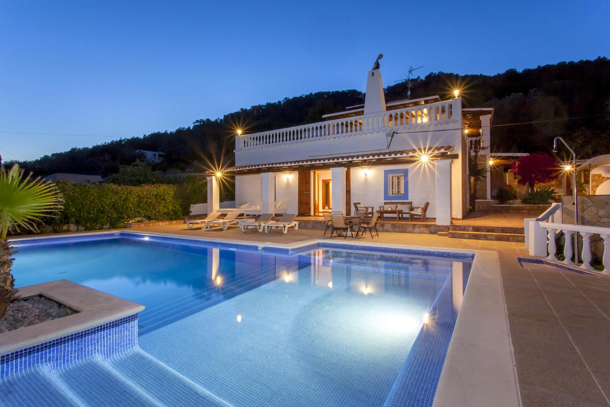 General overview of ibiza rental house with swimming pool